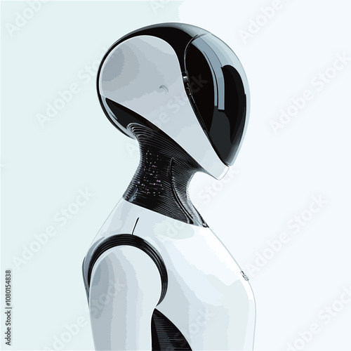 3d rendering humanoid robot with blank space for text on white background.eps