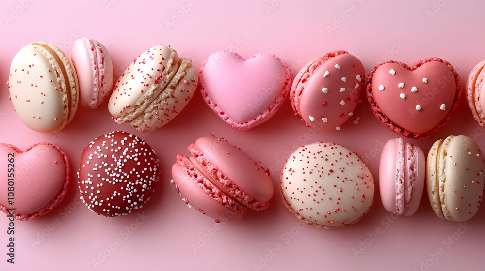 Pink Heart Macarons on Pink Background - Illustration Pink Heart Macarons on Pink Background - Illustration