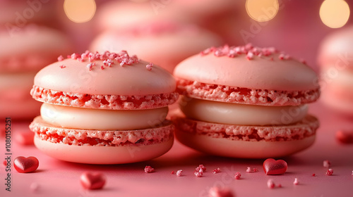 Pink Macarons with Heart Sp...