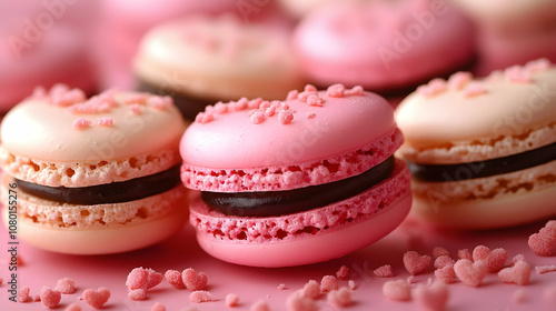 Pink Macarons with Chocolat...