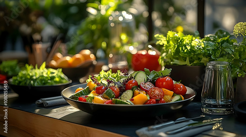 Fresh Salad Bowl with Tomat...