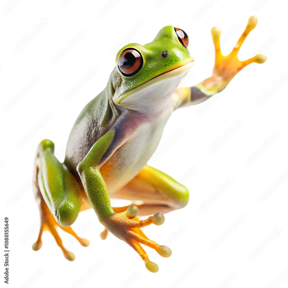 Fototapeta premium Dumpy frog litoria caerulea closeup on branch