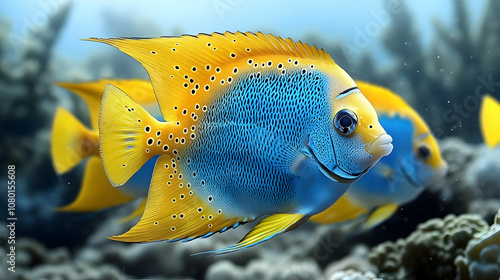 Yellow and Blue Fish Illust...
