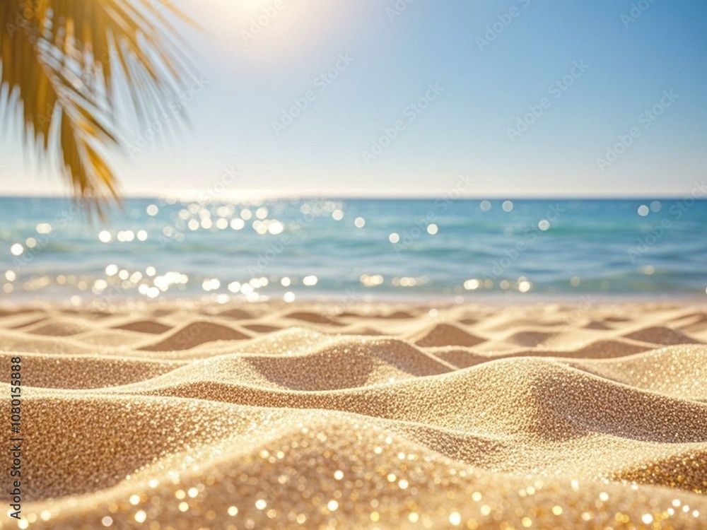 Beach And Sea - Summer Vacation On Sunny Sand With Glittering On Defocused Ocean