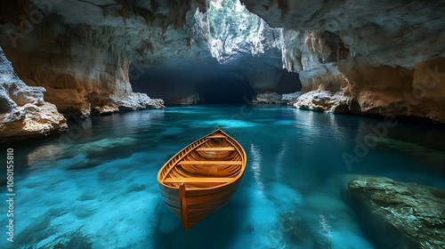 Boat in a Crystal Clear Cav...