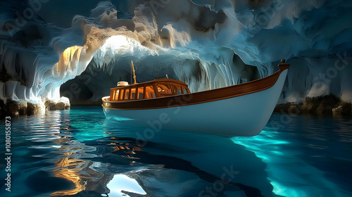Boat Inside Sea Cave - Real...
