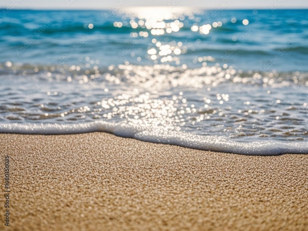 Beach And Sea - Summer Vacation On Sunny Sand With Glittering On Defocused Ocean