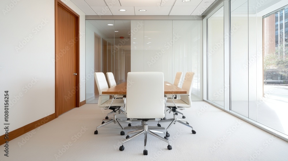 Description
A modern, minimalist conference room featuring a wooden table and white chairs, with glass walls allowing natural light. Description
A modern, minimalist conference room featuring a wooden table and white chairs, with glass walls allowing natural light.