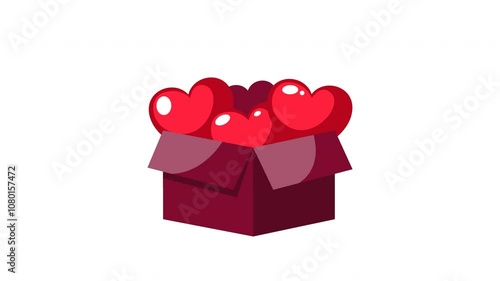 Red Heart-Shaped Balloons in a Box Depicting Love and Affection Theme