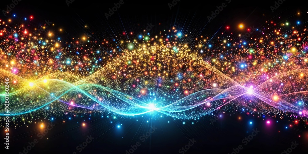 Cosmic Dance of Light and Stardust, a Symphony of Vibrant Hues in a Black Canvas Cosmic Dance of Light and Stardust, a Symphony of Vibrant Hues in a Black Canvas