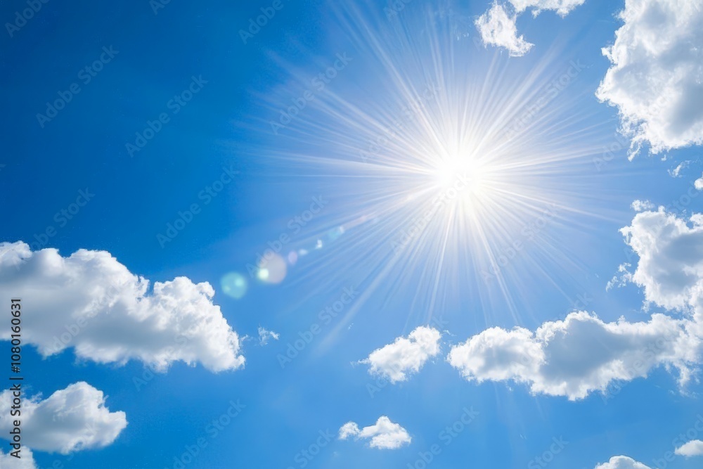 Radiant Sun Shining Brightly in a Cloudless Blue Sky Background Radiant Sun Shining Brightly in a Cloudless Blue Sky Background