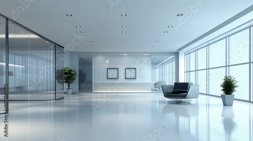 Luxury office interior design for a modern working background, open space office with a modern design, indoor office building. 