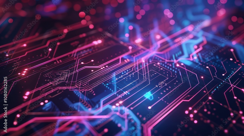 A close-up of a vibrant circuit board with neon colors, symbolizing technology and innovation. A close-up of a vibrant circuit board with neon colors, symbolizing technology and innovation.