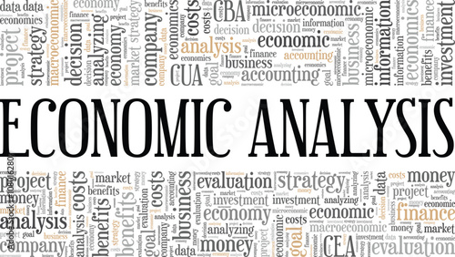 Economic Analysis word cloud conceptual design isolated on white background.