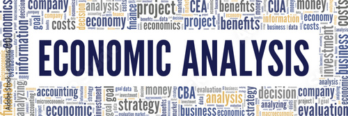 Economic Analysis word cloud conceptual design isolated on white background.