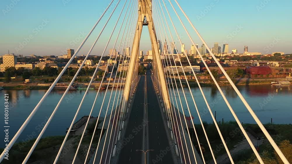 Swietokrzyski Bridge over Vistula river, Warsaw, Poland Swietokrzyski Bridge over Vistula river, Warsaw, Poland