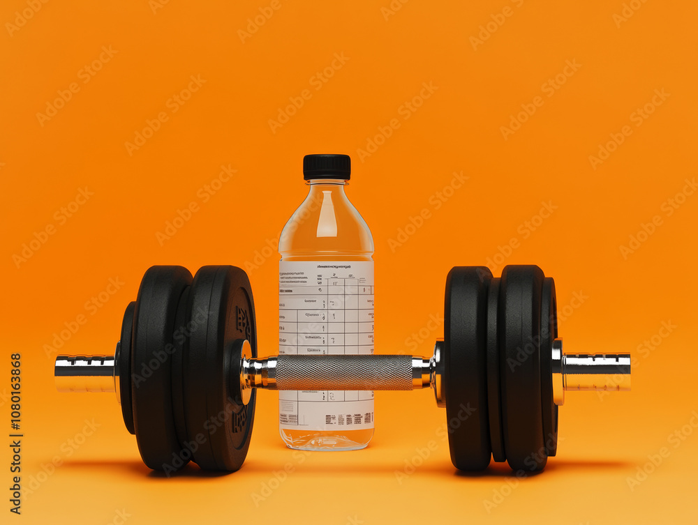 A set of dumbbell weights and sleek, metal dumbbells neatly arranged. A set of dumbbell weights and sleek, metal dumbbells neatly arranged.