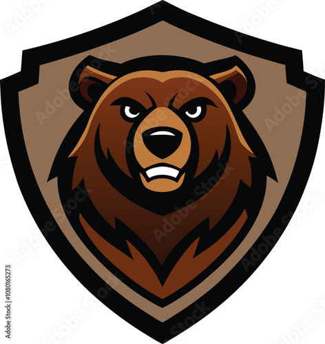 bear head mascot with shield 