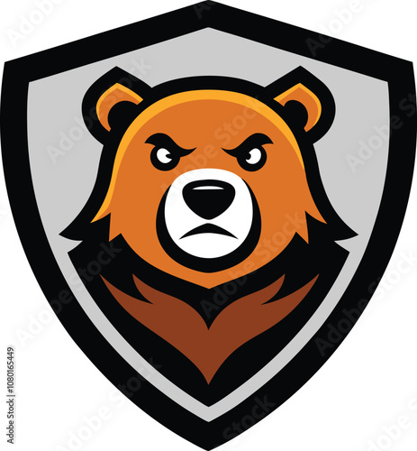 bear head mascot with shield 