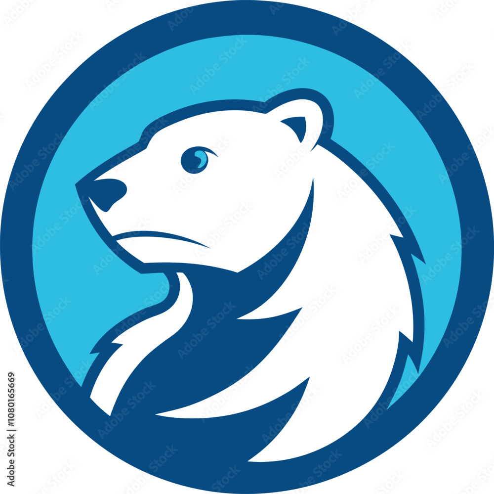 Fototapeta premium Polar Bear Mascoat logo with round shape