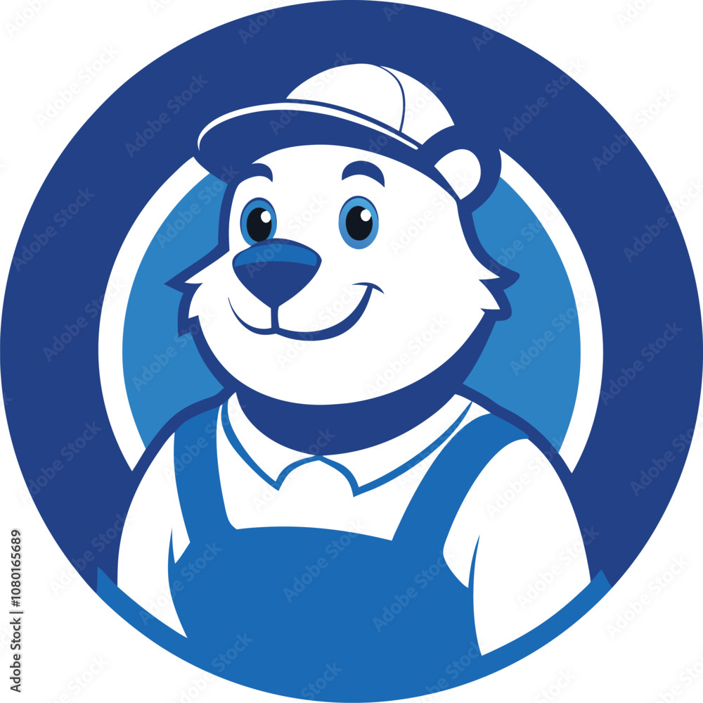 plumber Bear Mascoat logo with round shape plumber Bear Mascoat logo with round shape