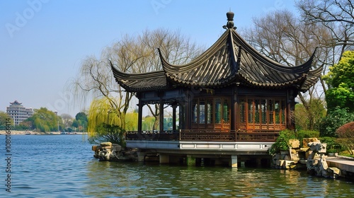 The Gorgeous Scenery of West Lake in Hangzhou with Its Calm Waters, Lush Greenery, and Graceful Bridges