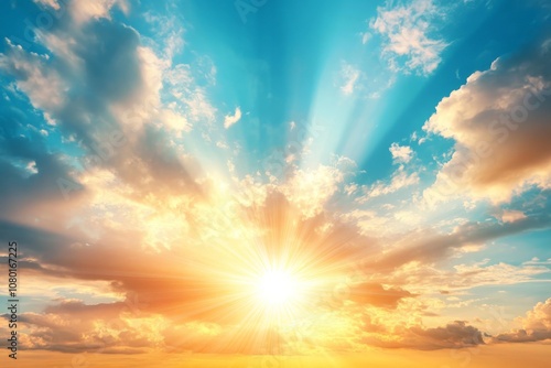 Radiant Sunset Sky with Glorious Light Rays Background