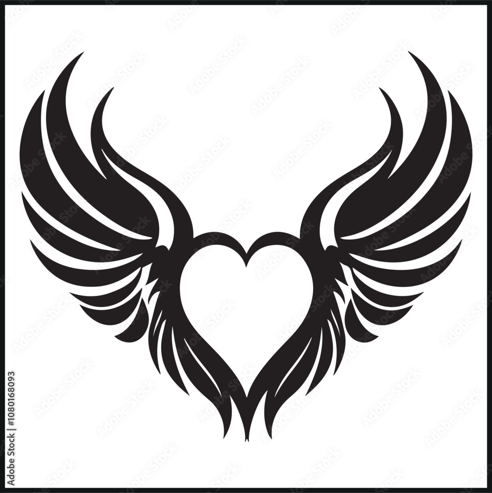 Fototapeta premium Cupid Heart silhouette isolated