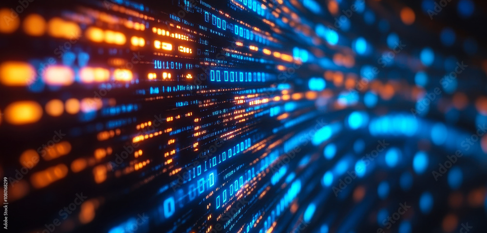 Abstract Digital Binary Data Network with Software Programming Code Flow Abstract Digital Binary Data Network with Software Programming Code Flow
