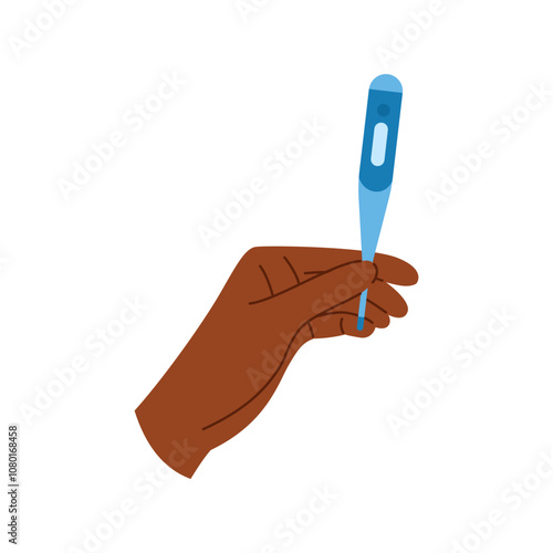 Healthcare and fever screening concept. Electronic thermometer in hand