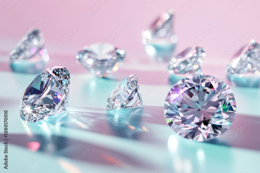 variety of ethical lab grown diamonds in different cuts and sizes, arranged on a sleek, modern surface of blue velvet , showcasing their versatility, minimal royal gray background with copy space variety of ethical lab grown diamonds in different cuts and sizes, arranged on a sleek, modern surface of blue velvet , showcasing their versatility, minimal royal gray background with copy space