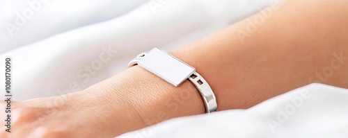 Close-up of a hospital ID bracelet on a patient s wrist, patient identification, detail