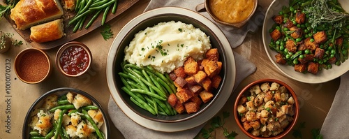 Delicious home-cooked meal with greens, potatoes