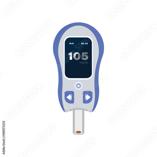 Glucose Blood Sugar Testing Machine vector, illustration. Digital sugar level checking machine.