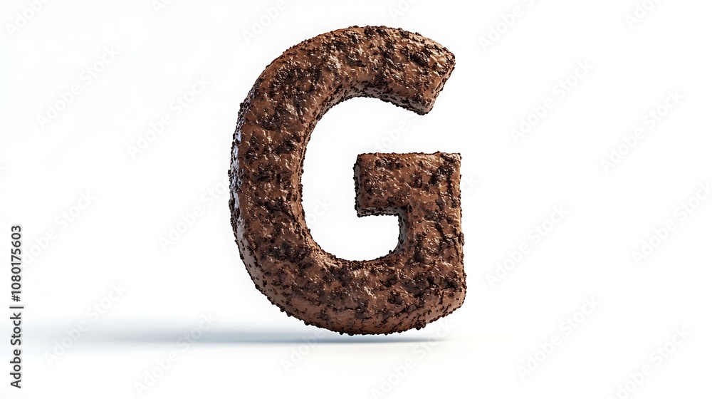Letter G made of chocolate chips isolated on white background. Letter G made of chocolate chips isolated on white background.