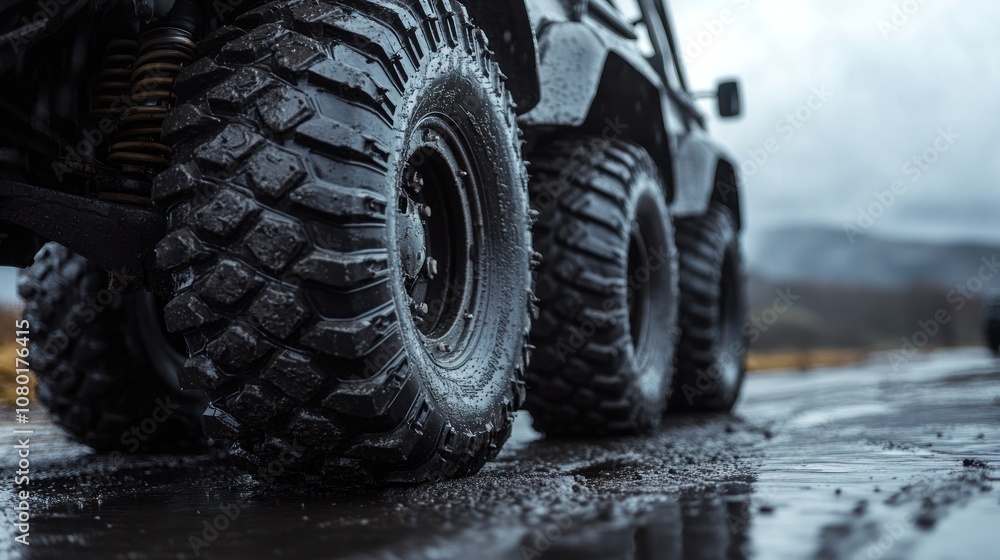 Off-Road Vehicle Tire Close-Up Off-Road Vehicle Tire Close-Up