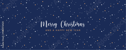 blue merry christmas banner with stars vector illustration