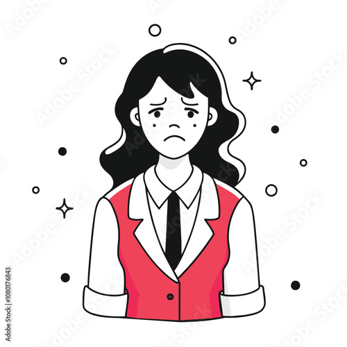  Sad Businesswoman in Red Vest and Tie sadly disgusted business illustration woman 