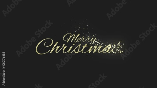 Merry Christmas gold particles text animation on black and grey background Gold text lettering animation for celebrating and wishing merry christmas to your loved ones