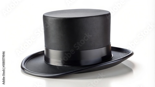 Elegant Cylinder Black Top Hat Isolated on Background for Fashion and Vintage Themes, Perfect for Creative Art Projects, Costume Design, and Party Decorations