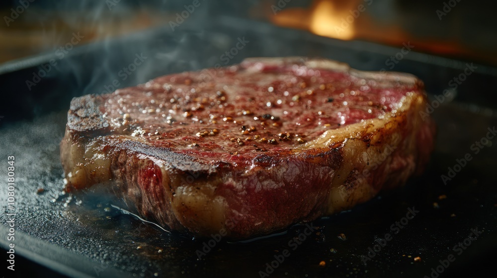 Juicy Steak Sizzling on a Pan Juicy Steak Sizzling on a Pan
