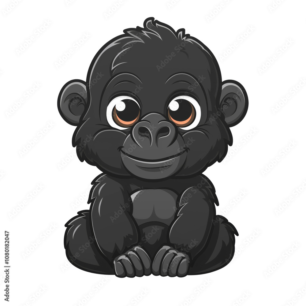Obraz premium Baby Gorilla Clipart PNG Cute Watercolor Gorilla Design
