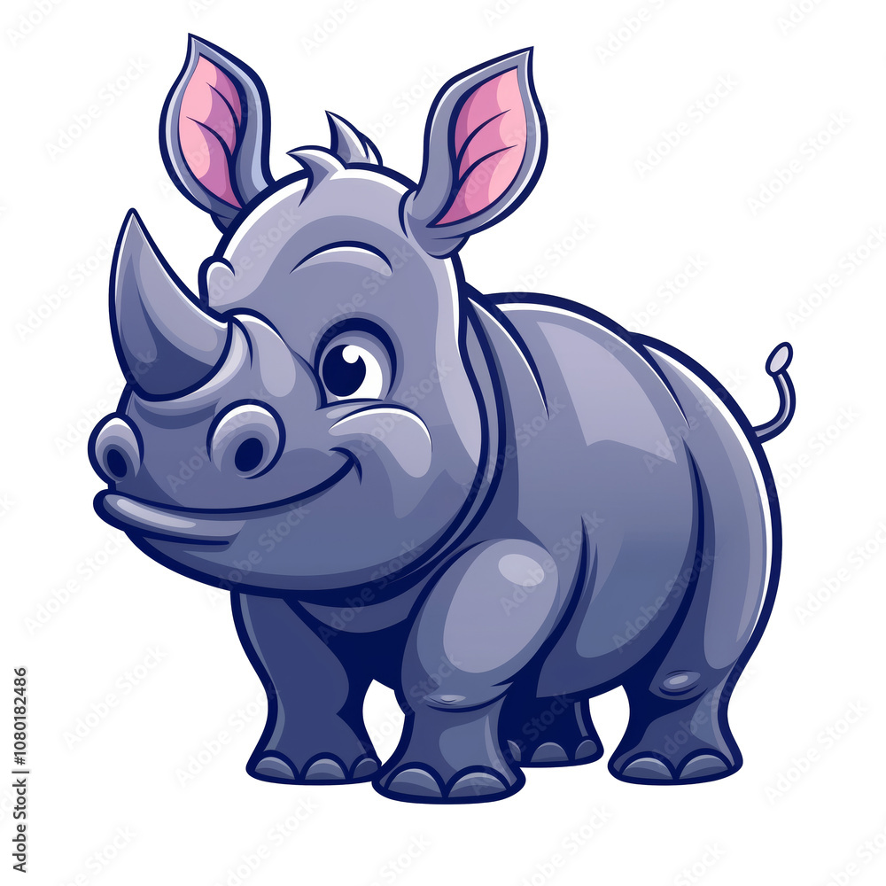 Fototapeta premium Baby Rhino Clipart PNG Cute Watercolor Rhino Design