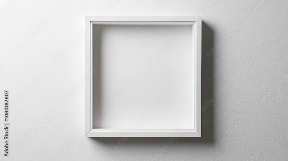 Empty White Picture Frame on a White Wall Empty White Picture Frame on a White Wall