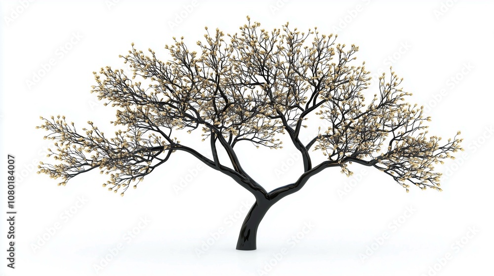 A decorative modern black and gold tree isolated on a white background
A decorative modern black and gold tree isolated on a white background