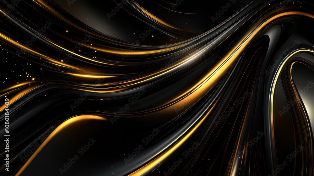 Abstract Swirling Black and Gold Design Abstract Swirling Black and Gold Design