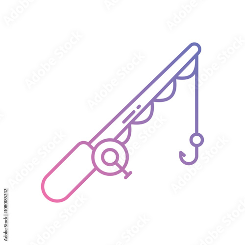 Fishing Rod vector icon stock illustration