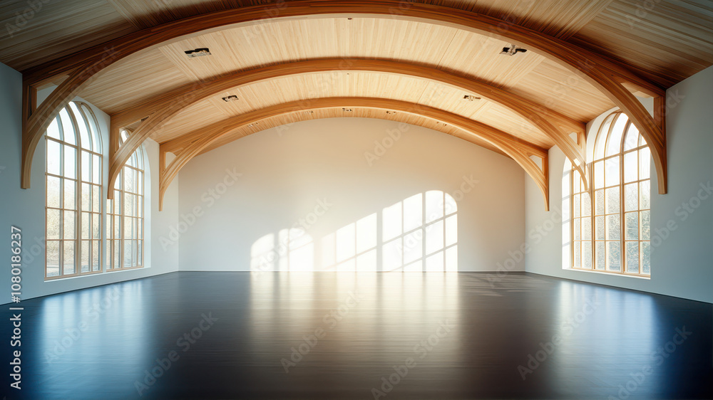 Elegant Minimalist Studio With Wooden Ceiling and Large Windows Embracing Natural Light Elegant Minimalist Studio With Wooden Ceiling and Large Windows Embracing Natural Light