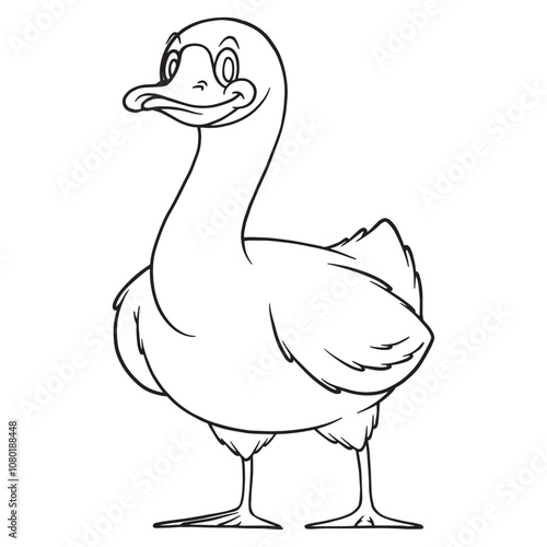 cartoon domestic goose coloring illustration 