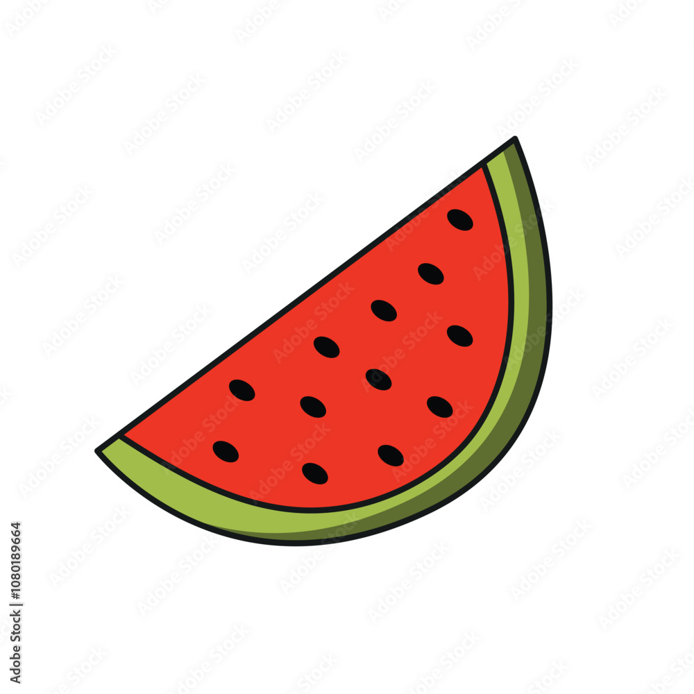 Vector illustration with water melon icon on white background. Flat design Vector illustration with water melon icon on white background. Flat design